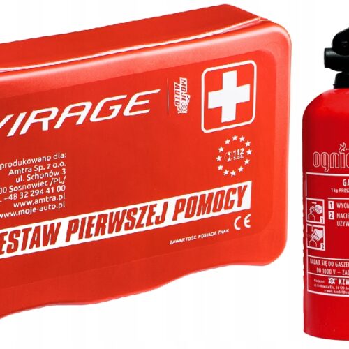 GAŚNICA SAMOCHODOWA PROSZKOWA OGNIOCHRON BC 1kg + APTECZKA samochodowa